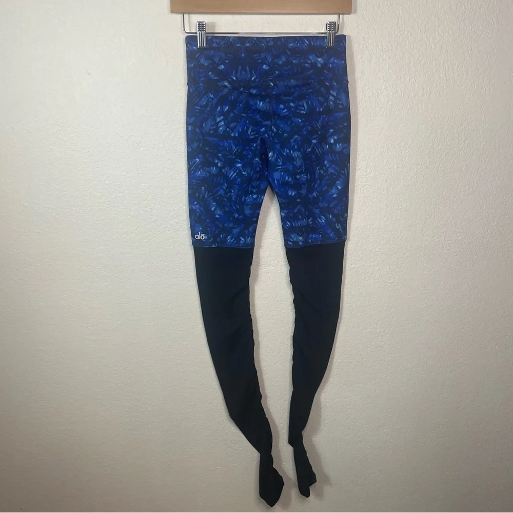 Alo Goddess Ribbed Leg‎ Warmer Legging Blue Kaleidoscope Black Sz XXS Yoga Pants
